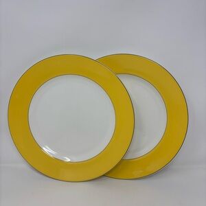 Kate Spade New York Lenox Rutherford Circle Yellow Dinner Plates 11.25 Set of 2